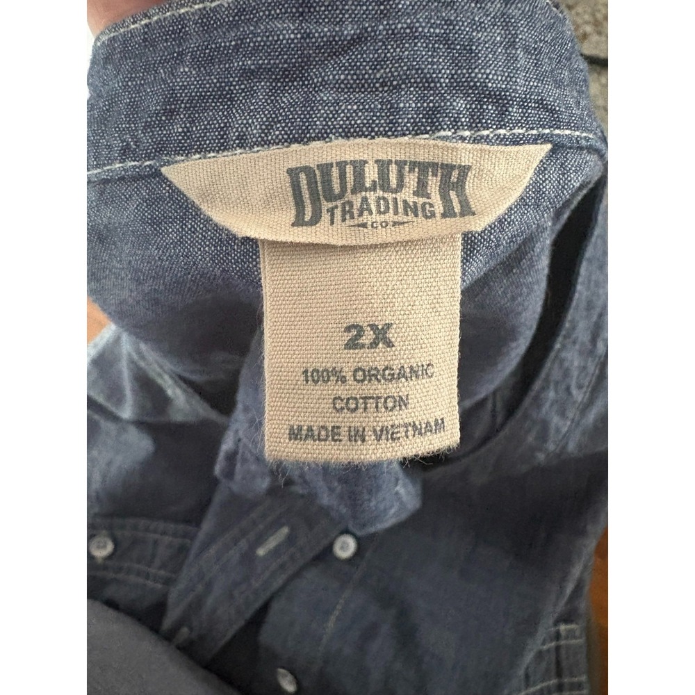 Duluth Denim Women's Chambray Shirt Size 2XL Plus Tunic Collarless Button Up - Picture 4 of 9